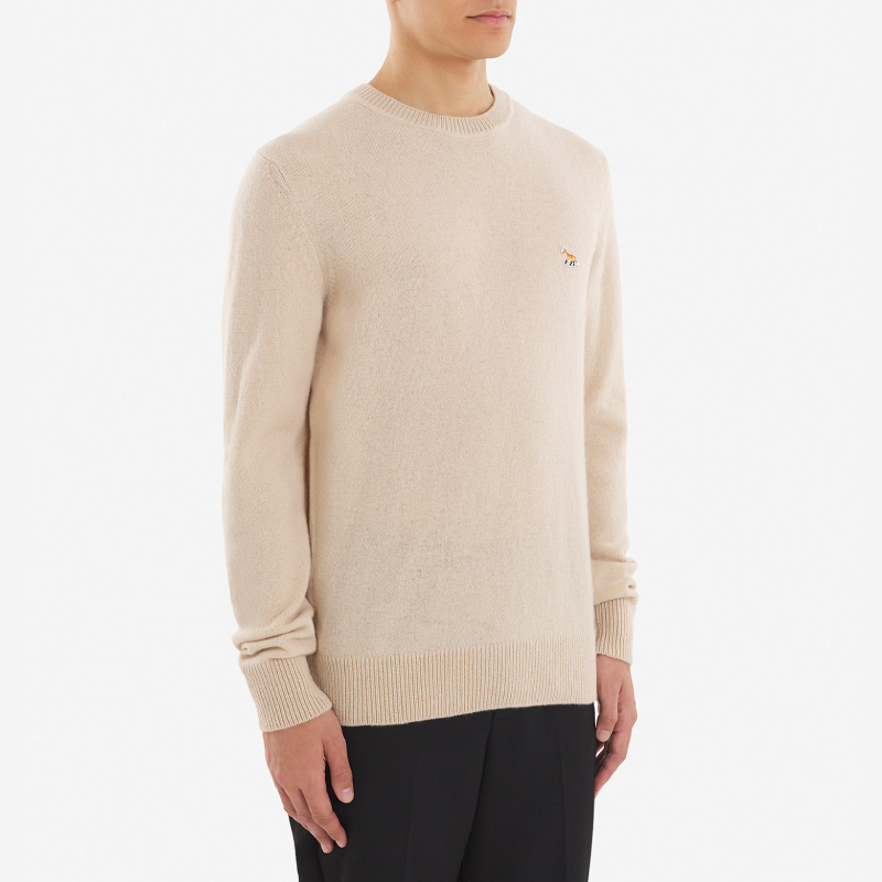 MAISON KITSUNÉ 米色小狐狸LOGO針織上衣/中性 / M