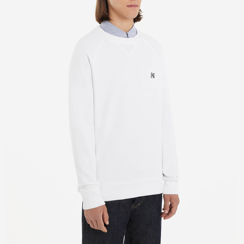 MAISON KITSUNÉ 白色黑白狐狸頭LOGO長袖衛衣/中性 / XS