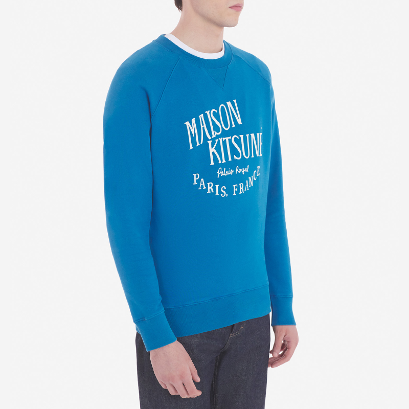 MAISON KITSUNÉ 藍色皇家LOGO長袖衛衣/男裝 / M