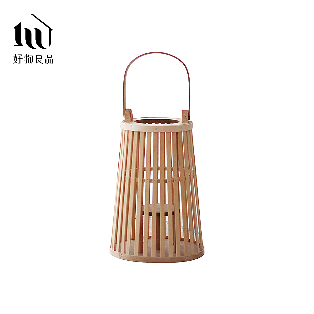 【好物良品】中款_日式簡約手工竹藝編織落地式裝飾籃吊掛燈(附LED蠟燭)/ 中款/ B款