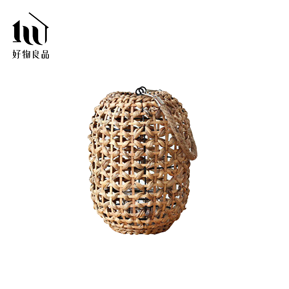 【好物良品】小款_峇里海島手工草編編織 落地式裝飾籃吊掛燈｜附LED蠟燭