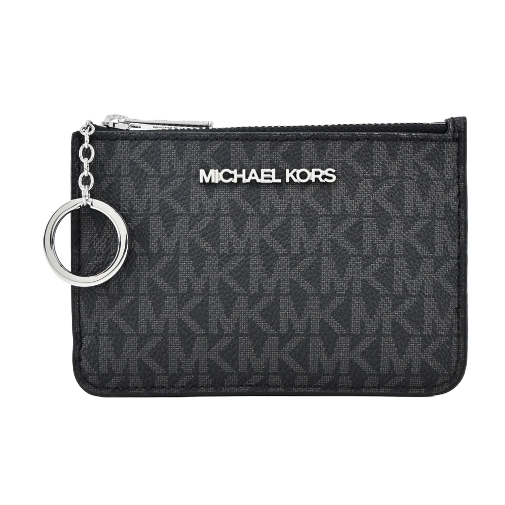MICHAEL KORS JET SET防刮卡片夾層鑰匙零錢包-兩色選/平行輸入/ 滿版黑