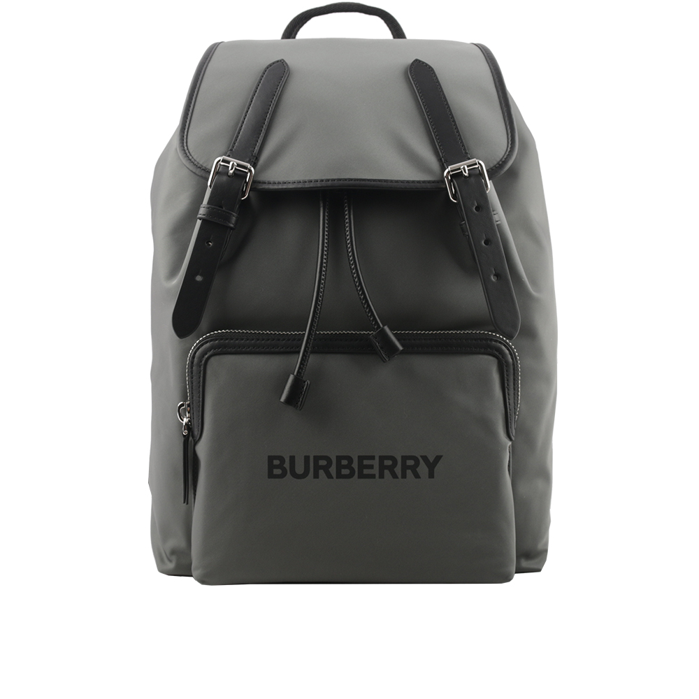 BURBERRY 巴寶莉】Aviator Rucksack 尼龍及皮革軍旅後背包(炭灰色