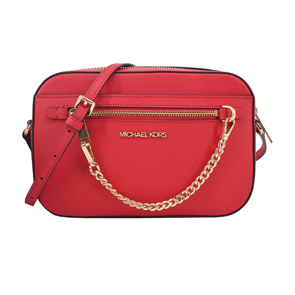 MICHAEL KORS JET SET掛鍊防刮斜背相機包-大/紅/平行輸入
