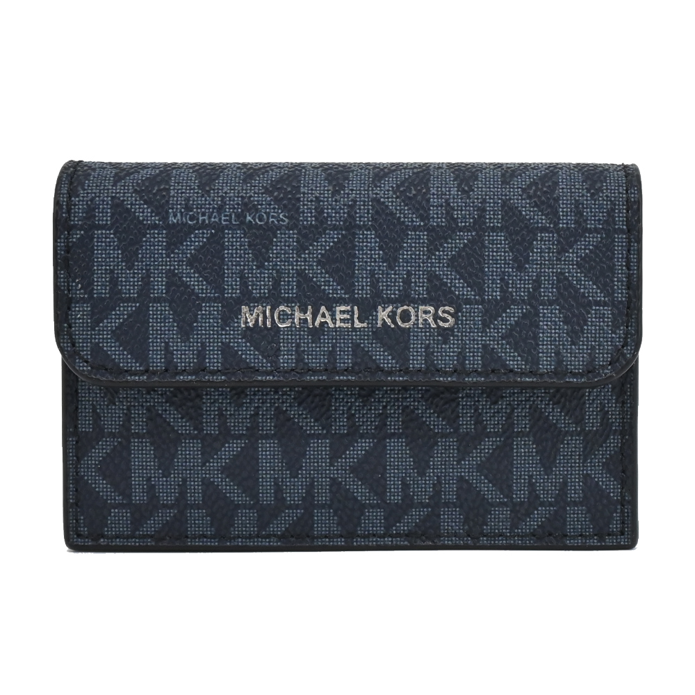 MICHAEL KORS COOPER滿版PVC風琴卡片收納包(多色選)/平行輸入/ 深藍