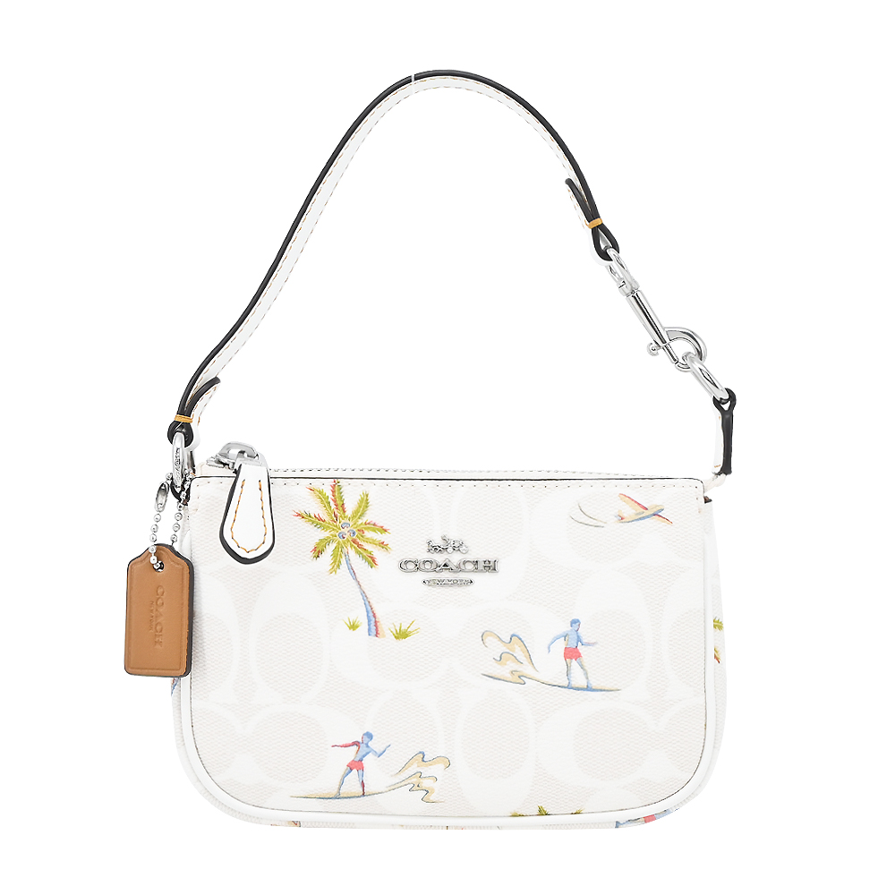 COACH Nolita 15 logo 印花PVC小手提包包-冰川白/ 平行輸入