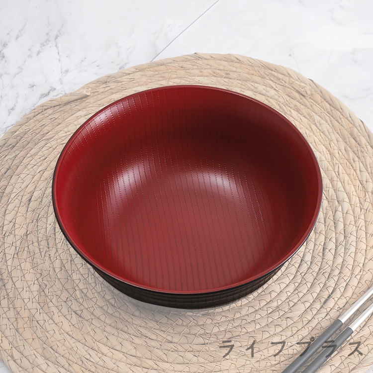 日本製可微波木紋紅黑丼碗-18cm-1200ml-3入