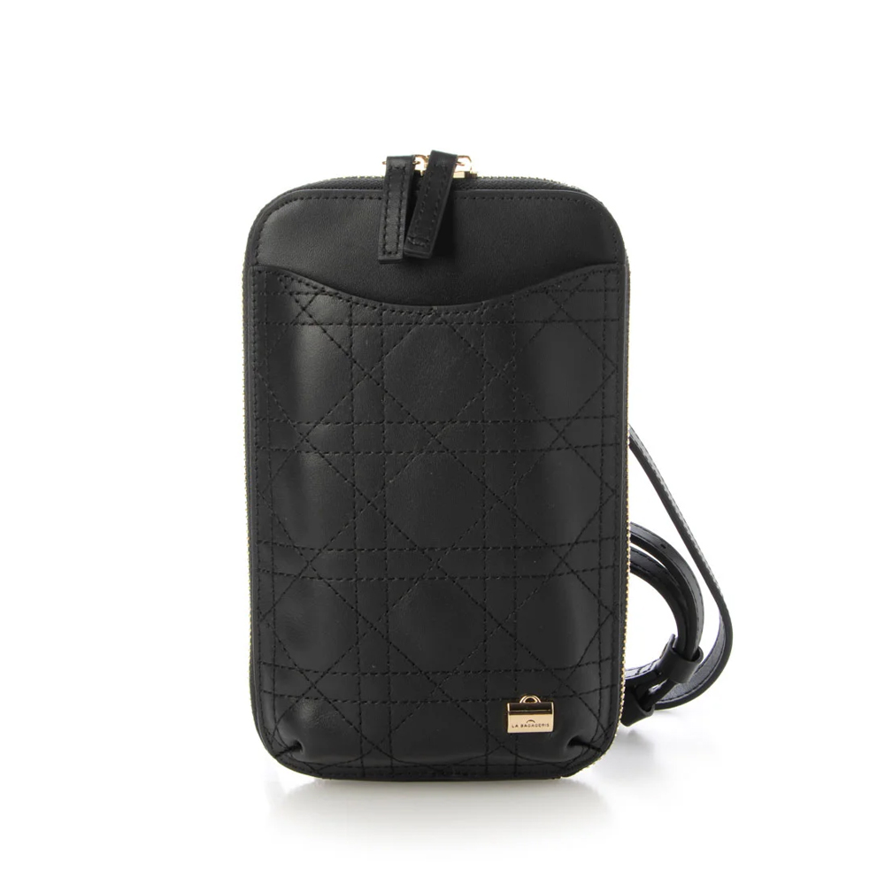 LA BAGAGERIE 菱格縫線手機斜背包(多色選)/ 黑