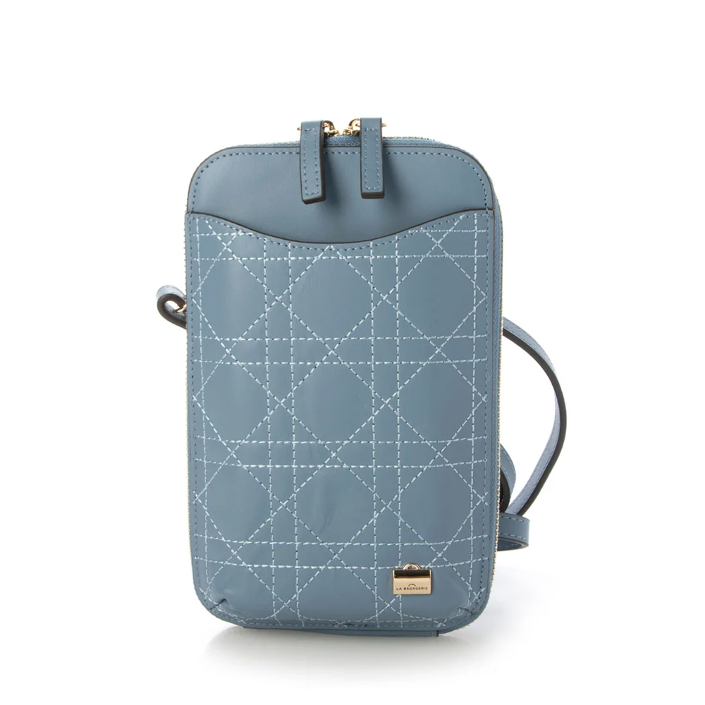 LA BAGAGERIE 菱格縫線手機斜背包(多色選)/ 藍綠