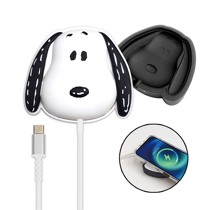 SNOOPY造型磁吸無線充電盤15W (附底座)