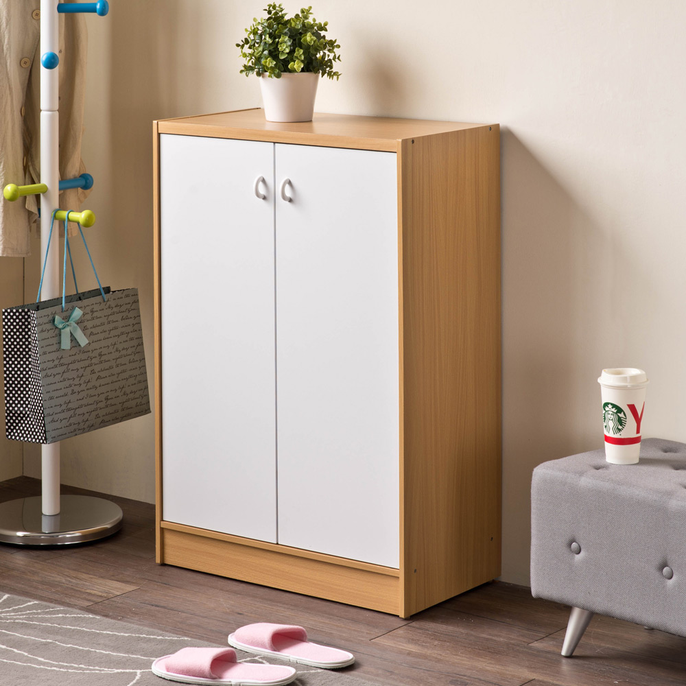 TZUMii高尚雙門鞋櫃鞋架/玄關櫃/收納櫃-雙色可選  / 木紋色配白