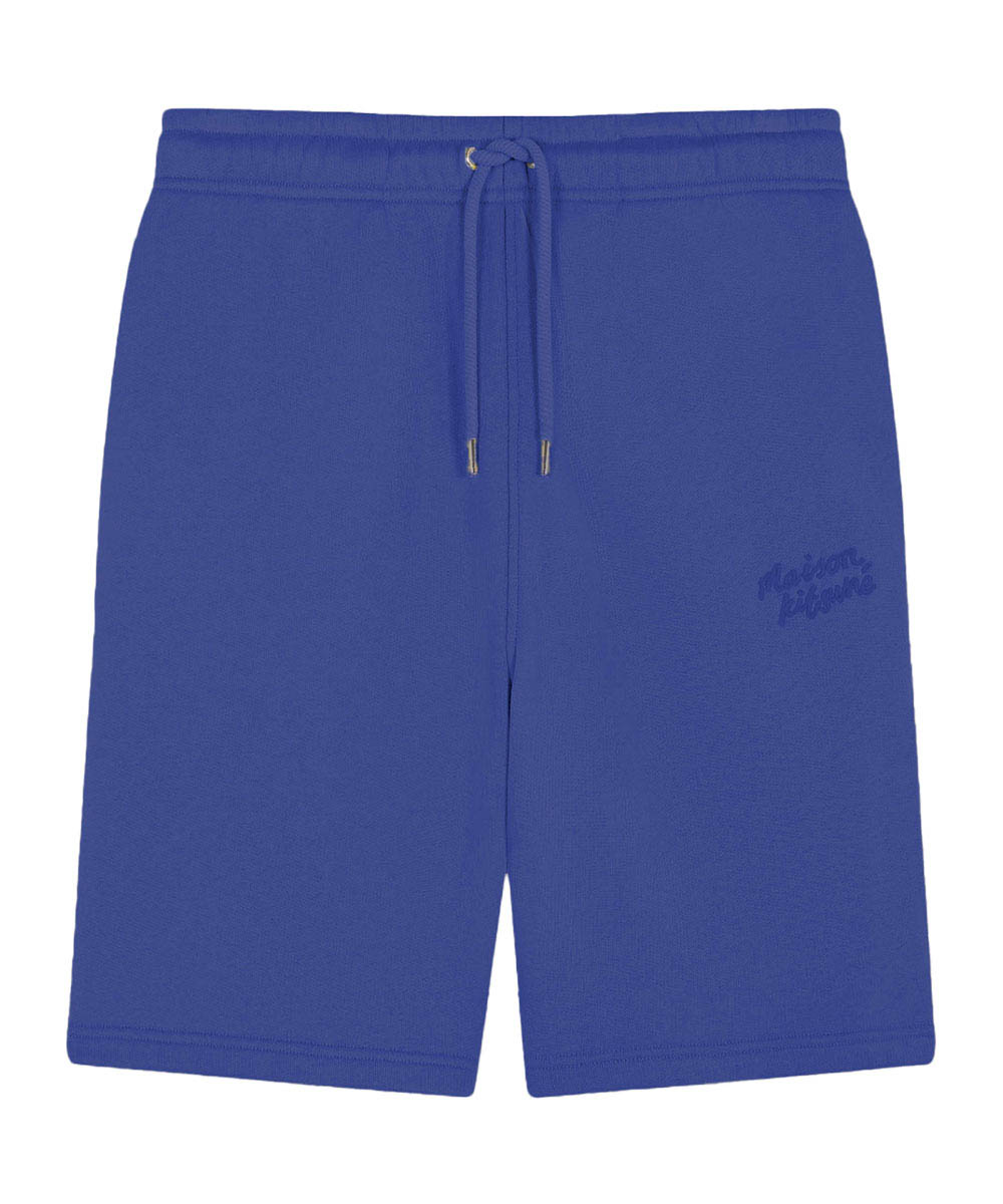 MAISON KITSUNÉ 風暴藍手繪LOGO經典抽繩運動短褲/中性/M