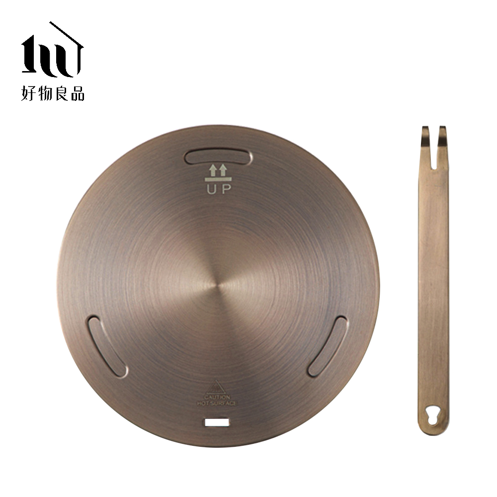 【好物良品】24cm_食品級430不銹鋼多功能解凍加熱導熱板/ 玫瑰金色/ 24cm