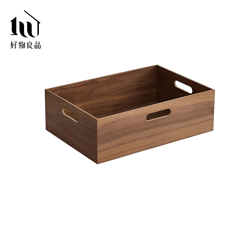 好物良品】小款3入_高品質日本原木整理收納箱置物盒黑胡桃木26x19x12cm