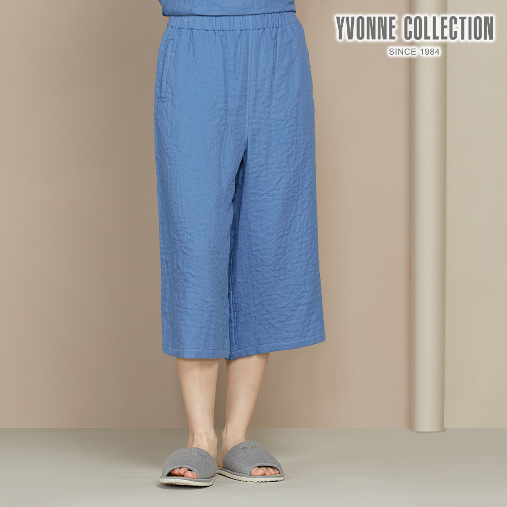 YVONNE COLLECTION 雙層紗八分寬褲-藍M