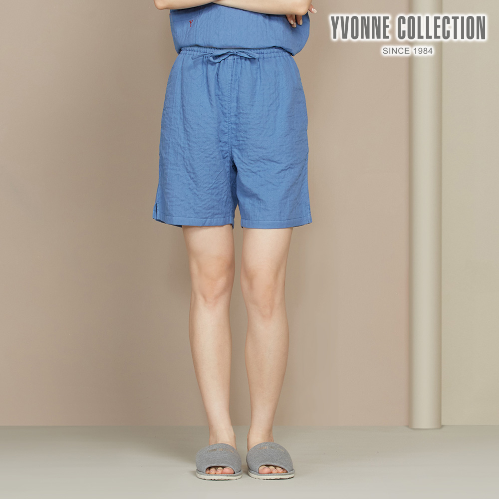 YVONNE COLLECTION 雙層紗五分短褲-藍M