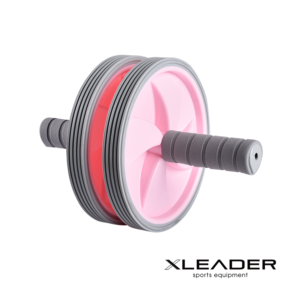 【Leader X】Mellow Morandi 雙輪靜音健腹輪/健腹器/滾輪/腹肌(兩色任選)/ 粉色