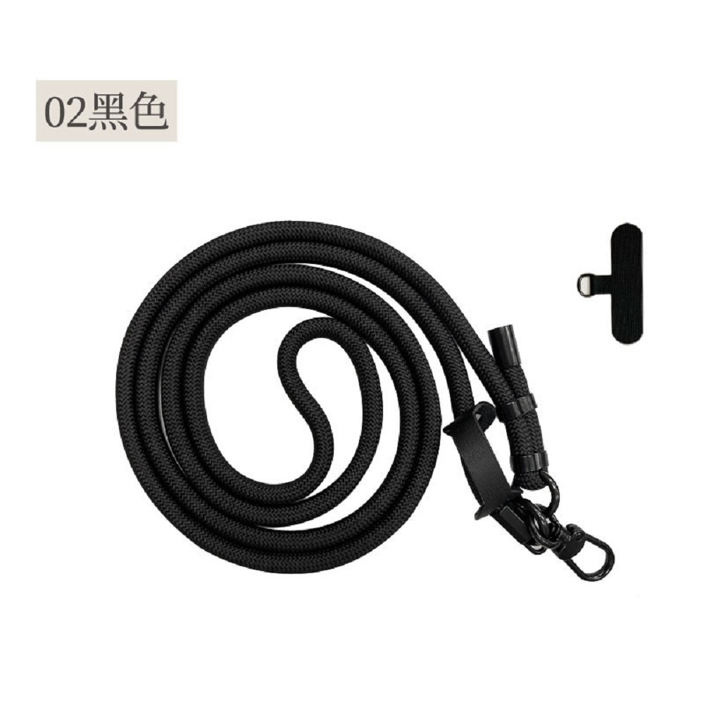 FJ日系可調節夾片免打孔斜背手機掛繩SL3(Apple/安卓通用 斜背吊繩 掛繩 頸掛繩 背帶)/ 02黑色