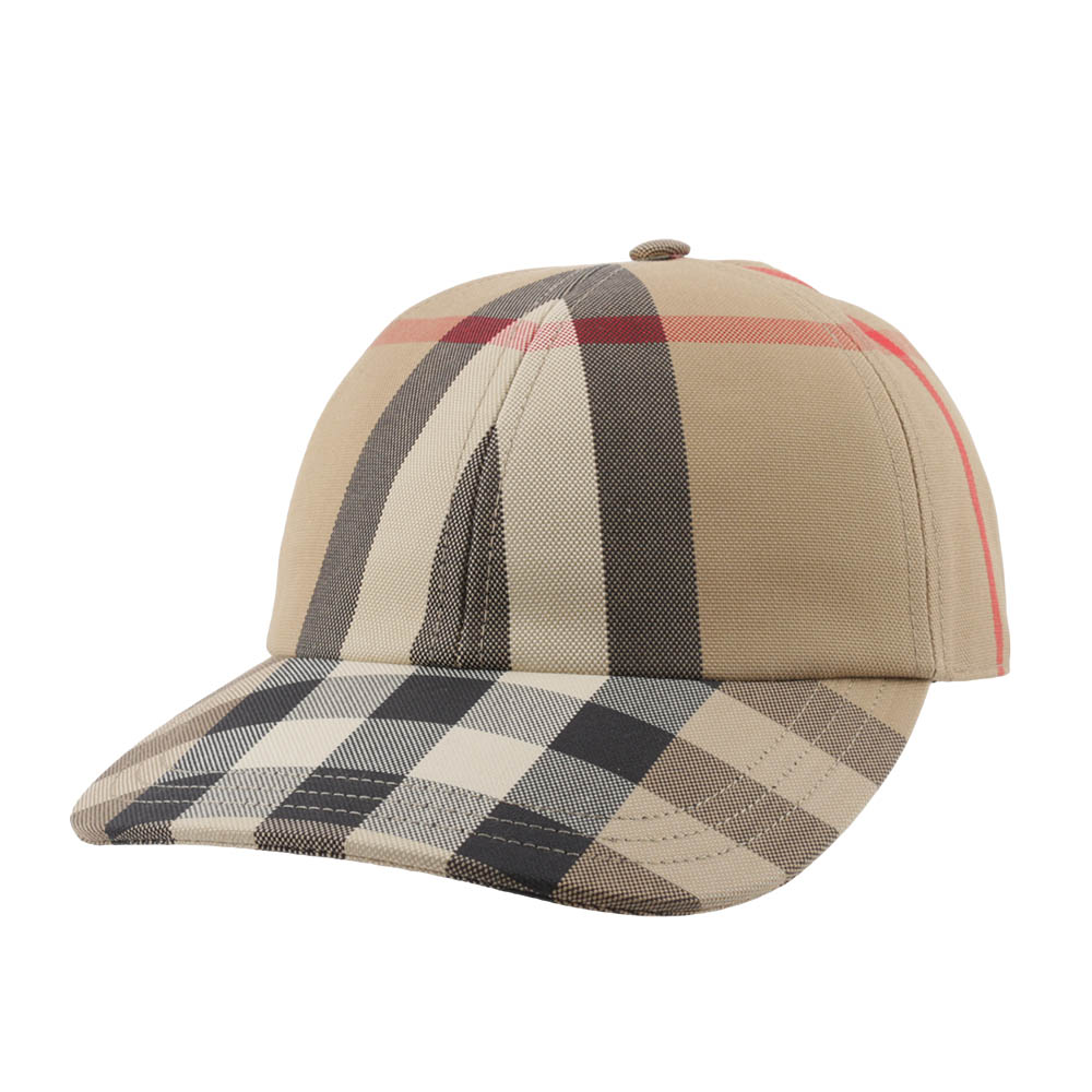 【BURBERRY 巴寶莉】M號 William 經典格紋棉質棒球帽(米色)/ 平行輸入