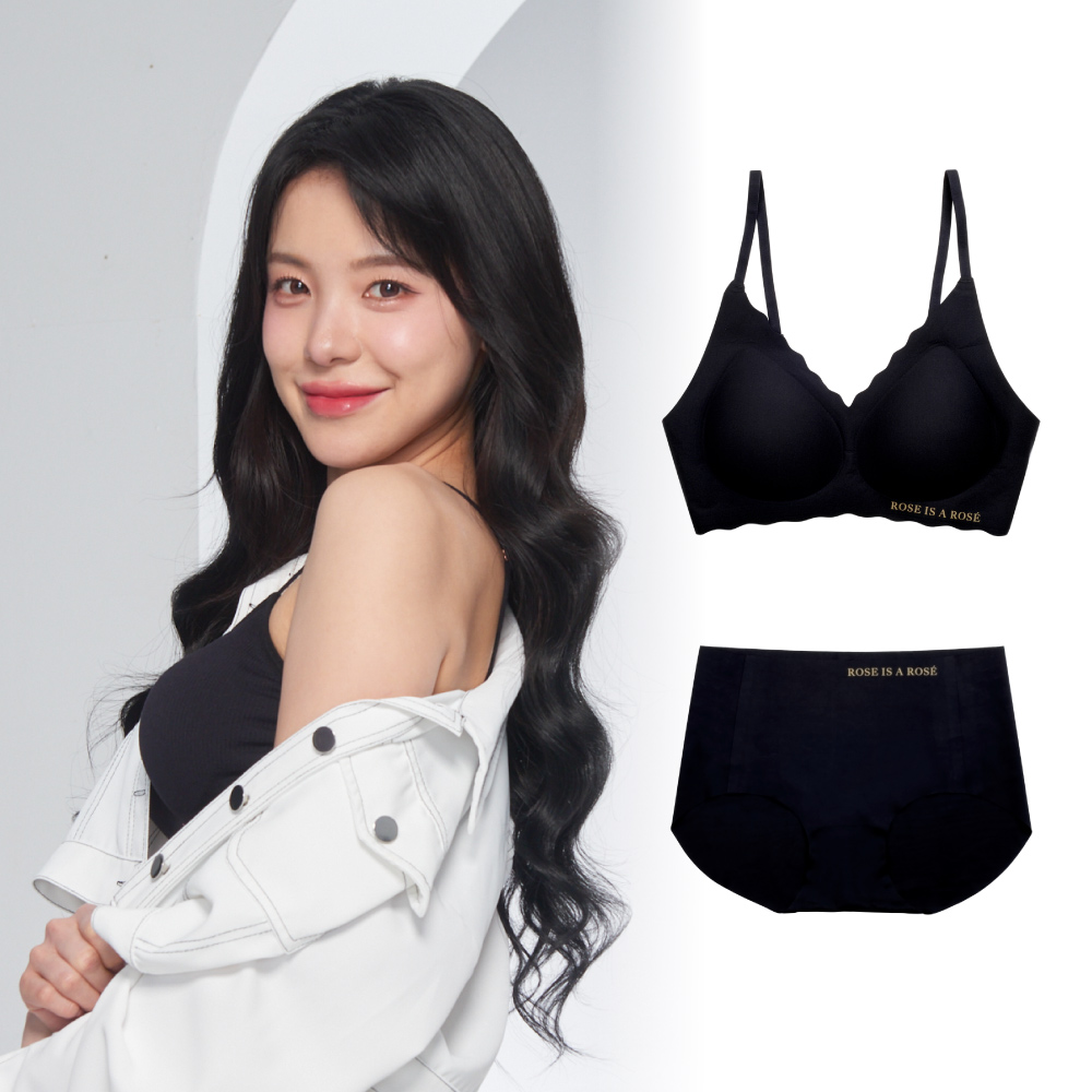 ROSE IS A ROSE 零著感ZBra無鋼圈內衣成套組_波浪背扣款(韓國 李多慧 代言)/ 氣質黑/ F