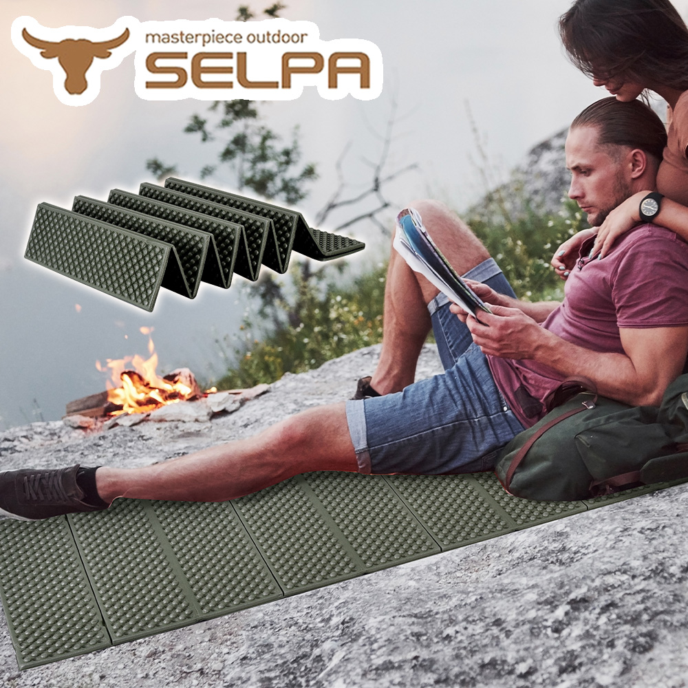 【韓國SELPA】超輕量加厚耐壓蛋巢型折疊防潮墊/蛋巢睡墊(四色)/ 軍綠