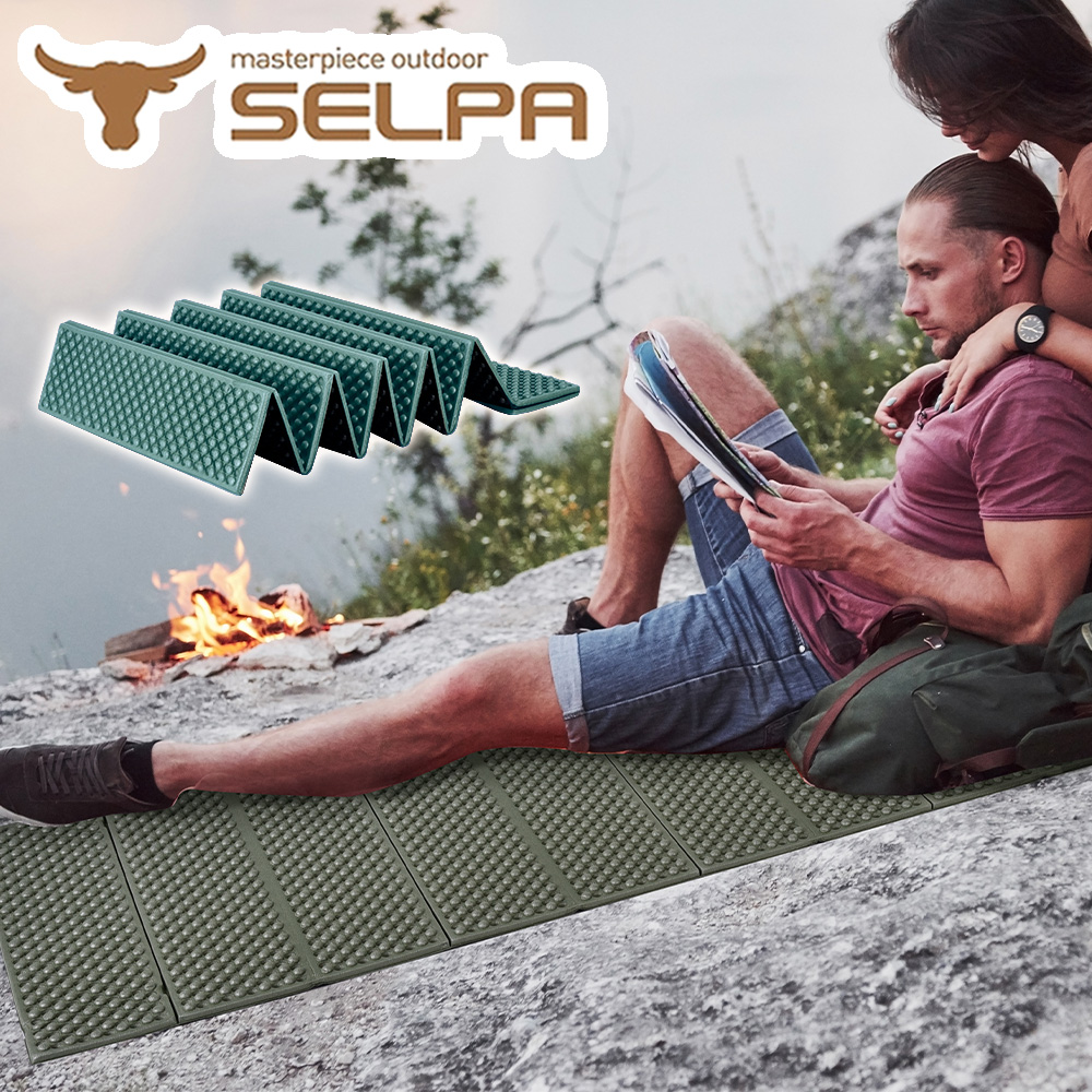 【韓國SELPA】超輕量加厚耐壓蛋巢型折疊防潮墊/蛋巢睡墊(四色)/ 綠色