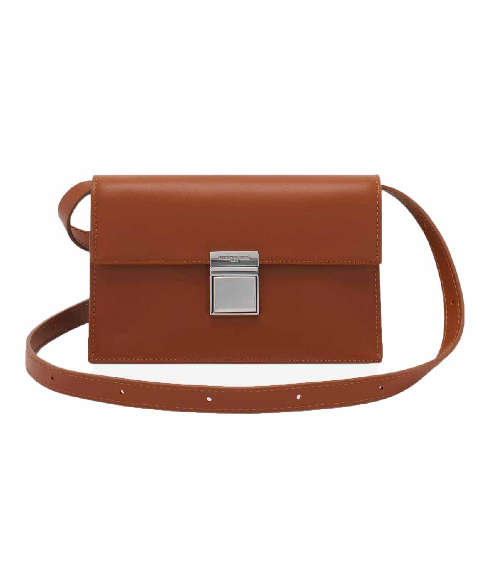 MAISON KITSUNÉ 學院風迷你法棍肩背包/女裝/ 果醬棕