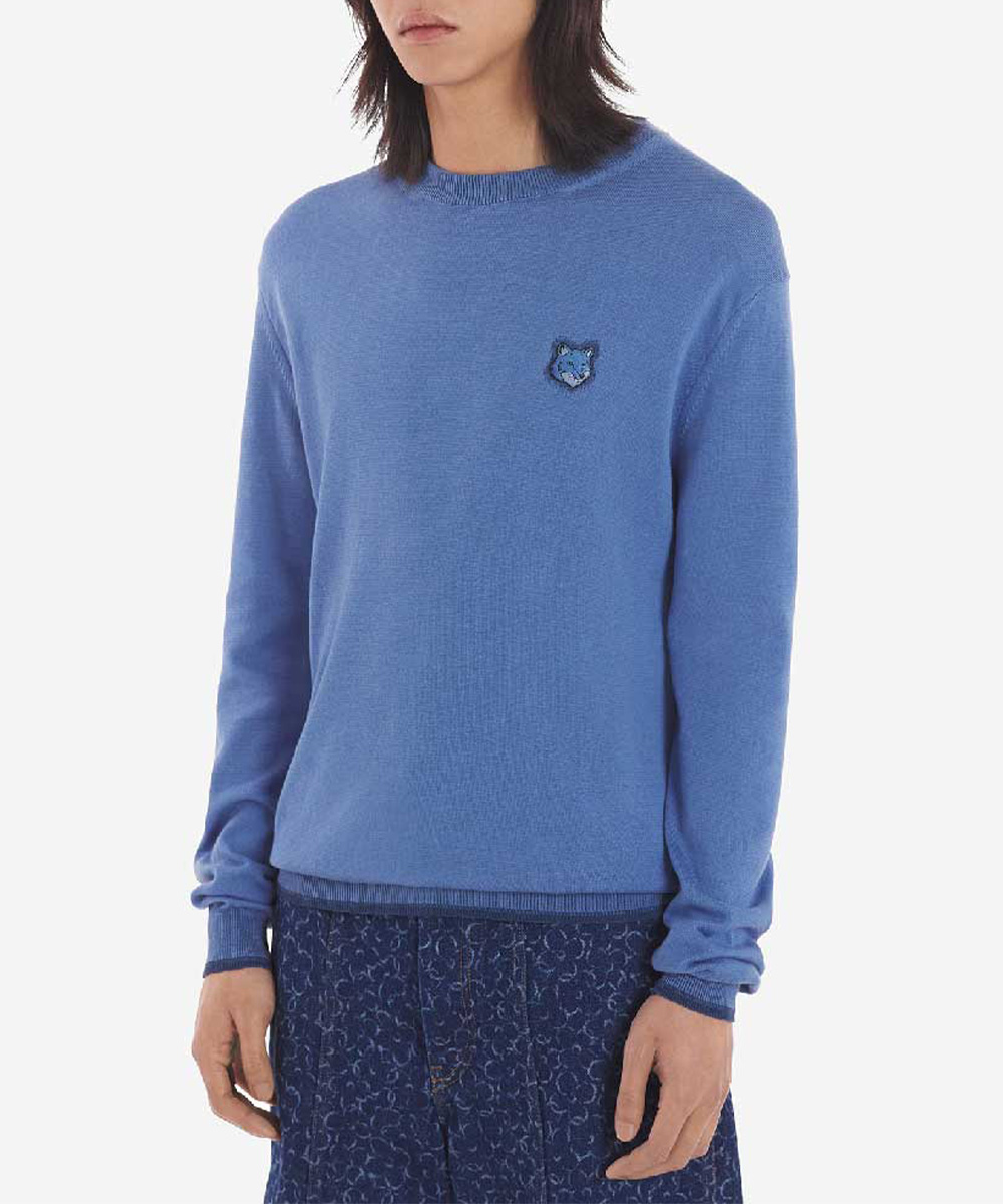 MAISON KITSUNÉ 錢布雷藍變化狐狸頭LOGO經典毛衣/中性/ M