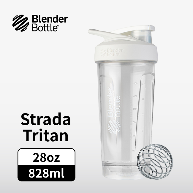 Blender Bottle Strada 按壓式Tritan運動水壺28oz/828ml-鉛白