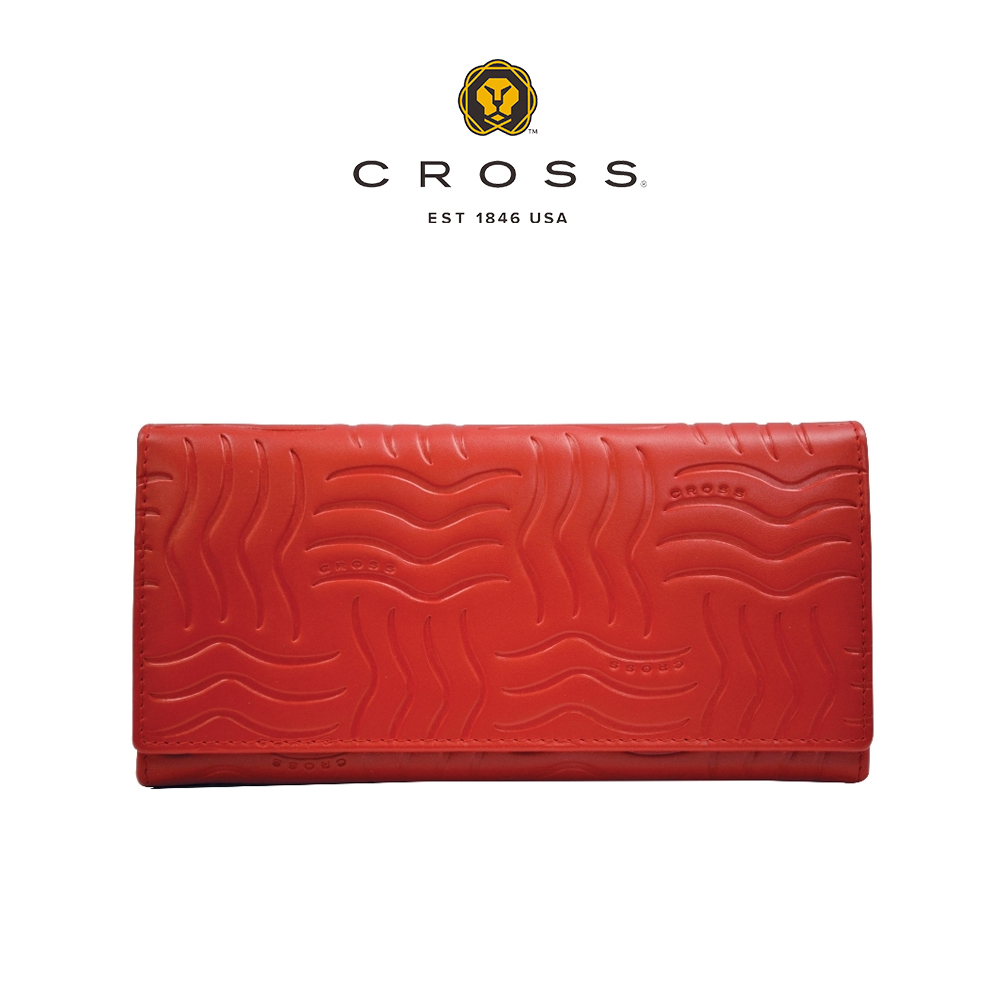 CROSS 限量1折 頂級小牛皮翻蓋長夾 第一夫人系列 全新專櫃展示品 (經典紅 贈禮盒提袋)