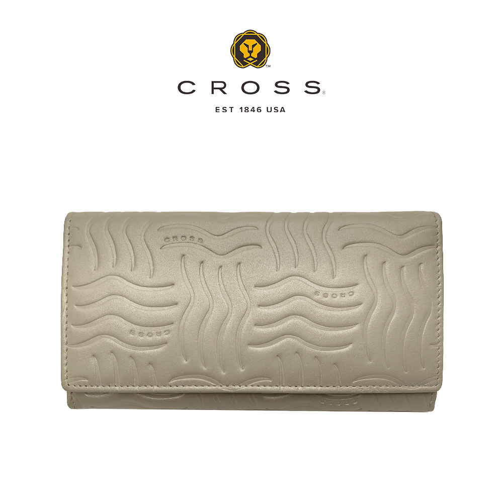 CROSS 限量1折 頂級小牛皮翻蓋長夾 第一夫人系列 全新專櫃展示品 (金屬金 贈禮盒提袋)