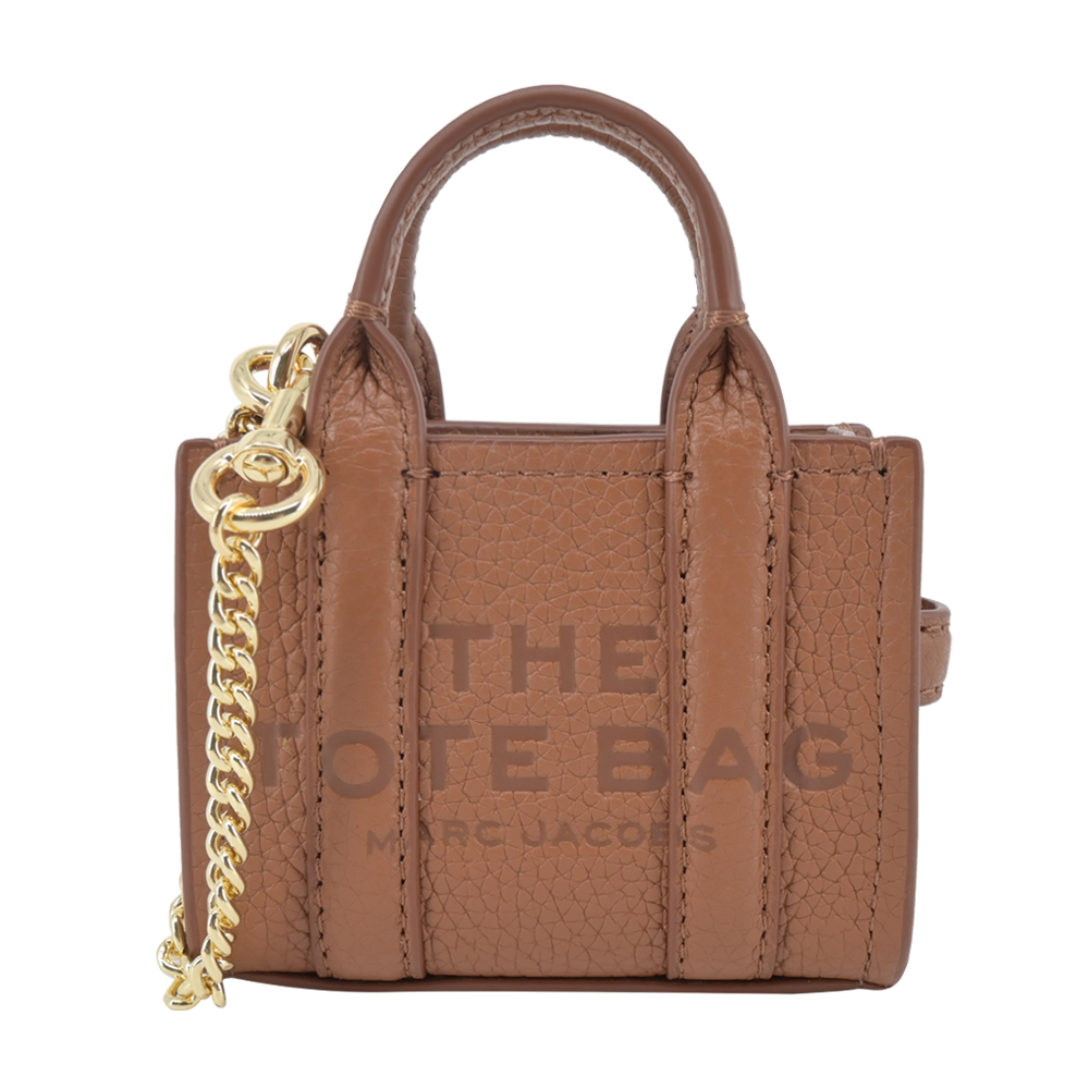 MARC JACOBS THE NANO牛皮托特包吊飾/鑰匙圈-棕/平行輸入