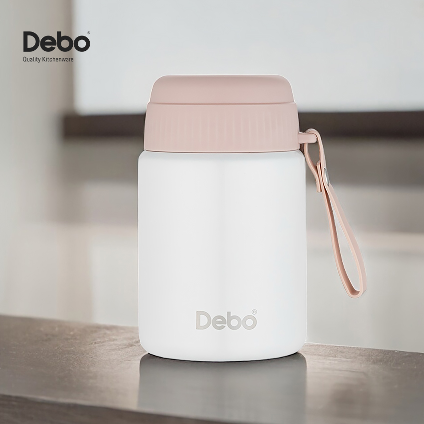 德鉑Debo︱隨行真空保溫燜燒罐600ml 粉白 304不鏽鋼