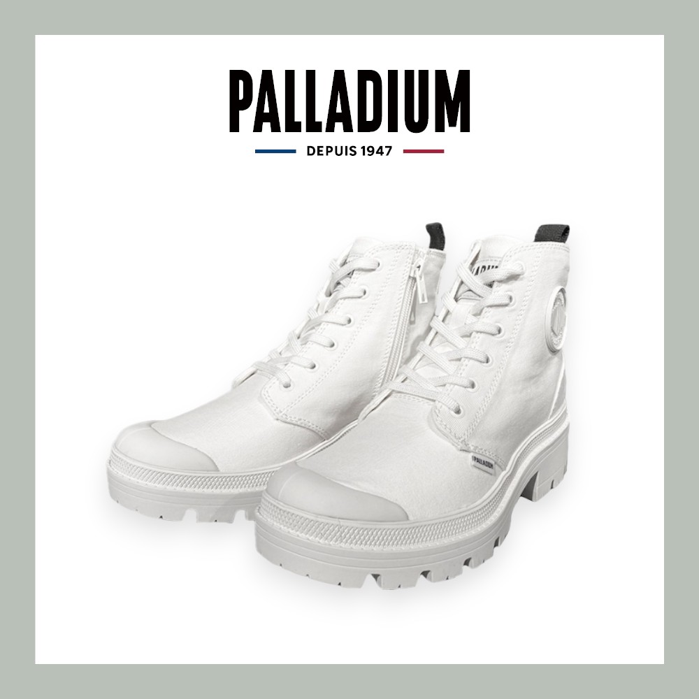 【PALLADIUM】PALLABASE TWILL美腿帆布靴 女款 白 96907/ US 6 (23cm)
