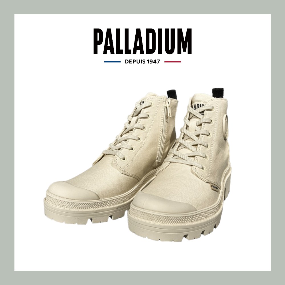 【PALLADIUM】PALLABASE TWILL美腿帆布靴 女款 沙色 96907/ US 7 (24cm)