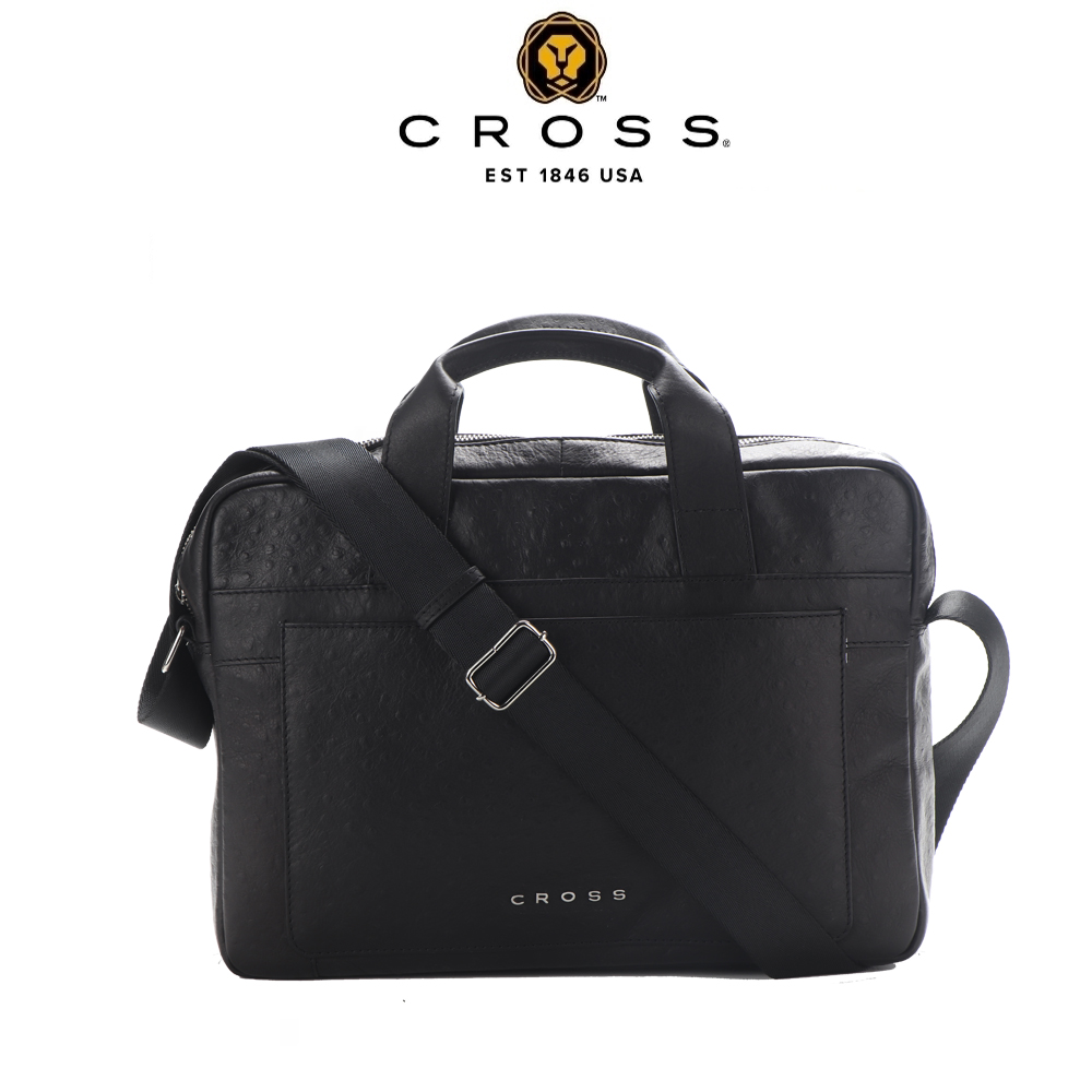 CROSS 頂級小牛皮手提斜背14吋公事包 全新專櫃展示品 (鴕鳥紋)