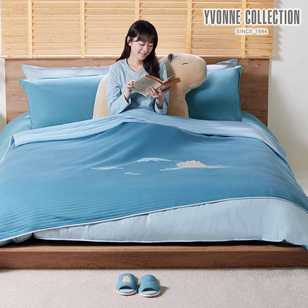 YVONNE COLLECTION純棉水豚 雙人萬用毯-暮光綠