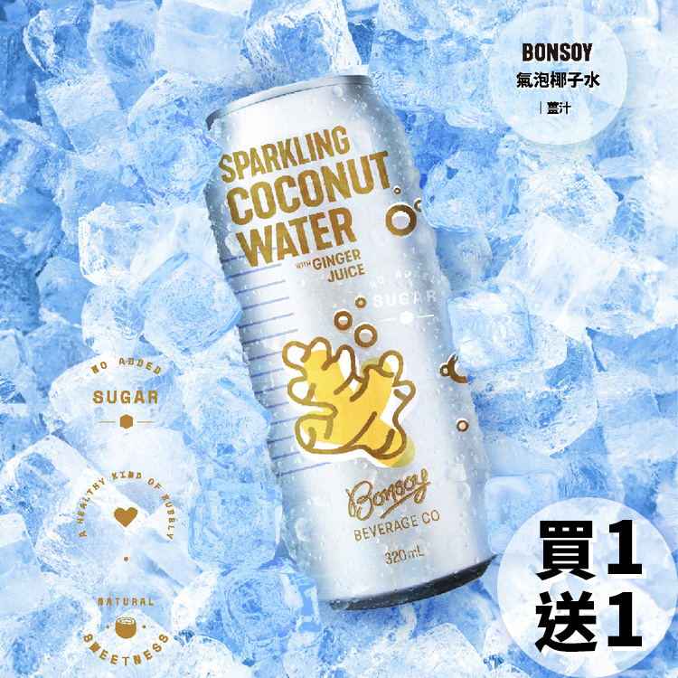 買一送一➤Bonsoy 氣泡椰子水(薑汁)12罐