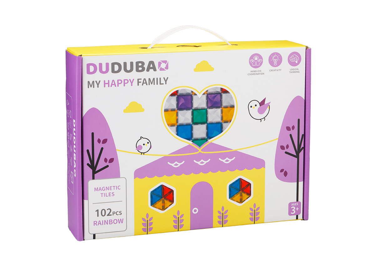 DUDUBAO五感繪本磁力片/ 我們一家人/ 彩虹102片