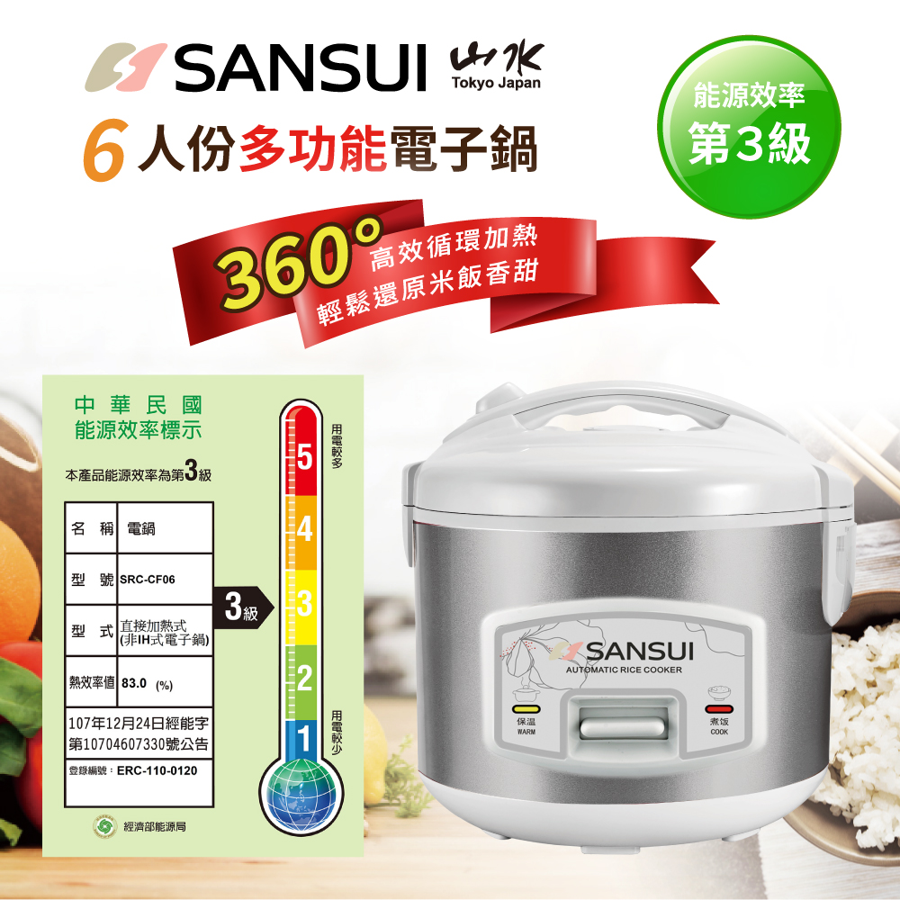 【SANSUI 山水】6人份電子鍋電子鍋 SRC-CF06
