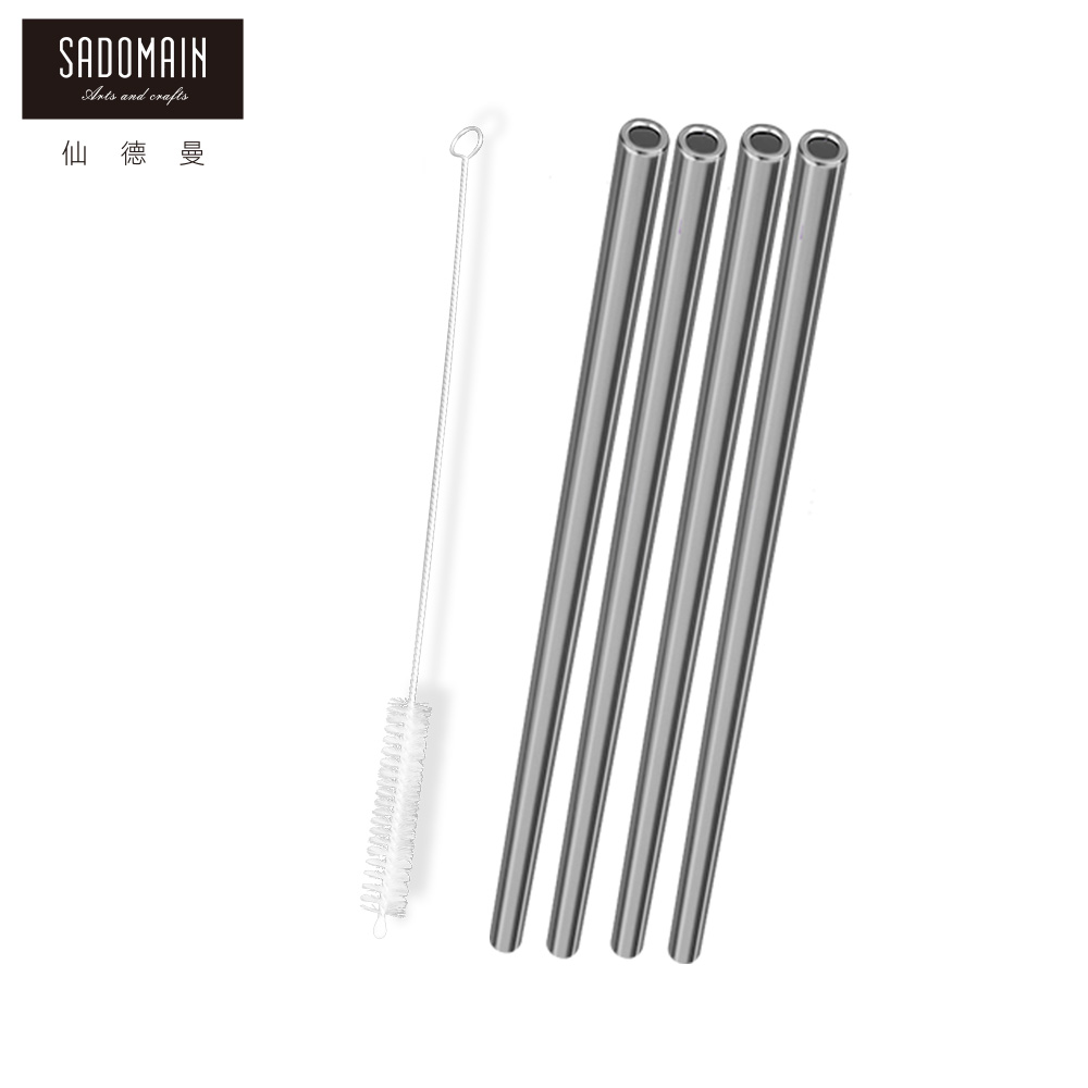 【SADOMAIN 仙德曼】買一送一／透黑環保耐熱玻璃吸管20cm（平口5件組）