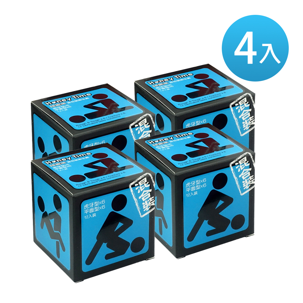 Honey Time ．哈妮來 樂活套混合裝保險套衛生套 - 藍12入x 4盒