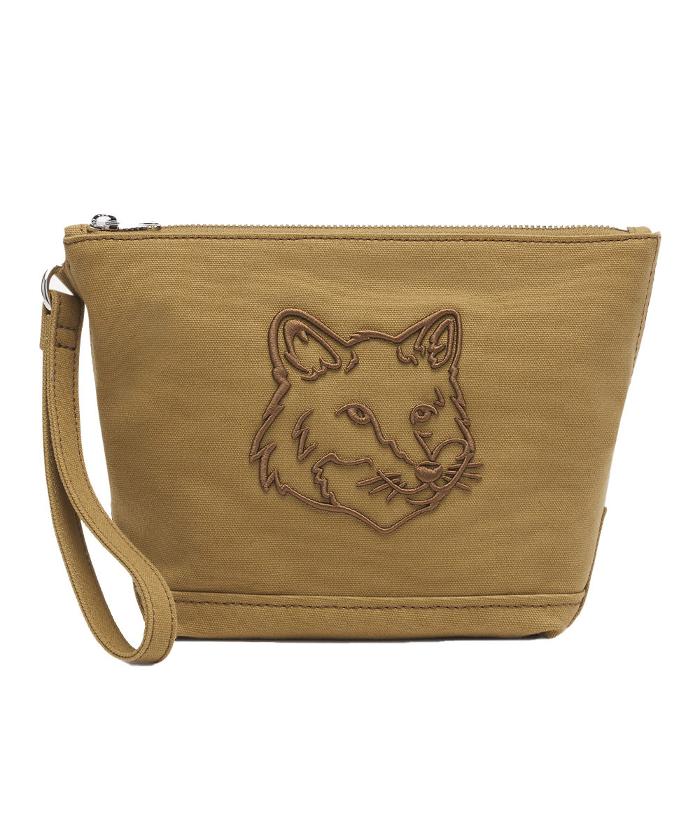 MAISON KITSUNÉ 落葉棕變化狐狸頭手拿包