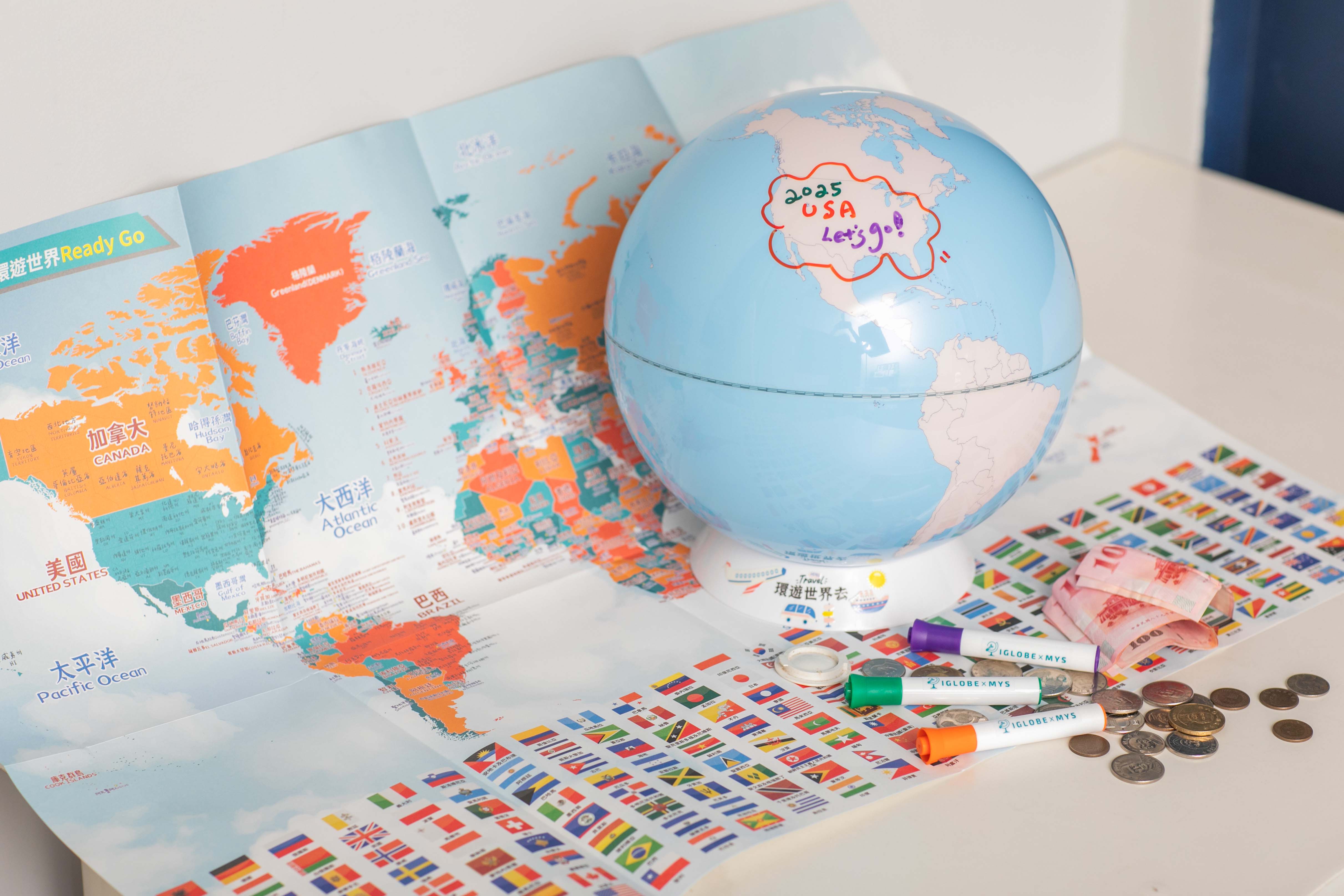 IGLOBE X MYS白板存錢筒地球儀/ 附白板筆/ 10吋
