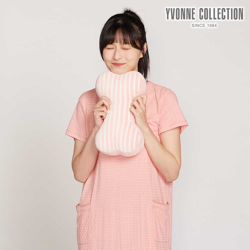 YVONNE COLLECTION條紋車用骨頭頸枕-貝殼粉