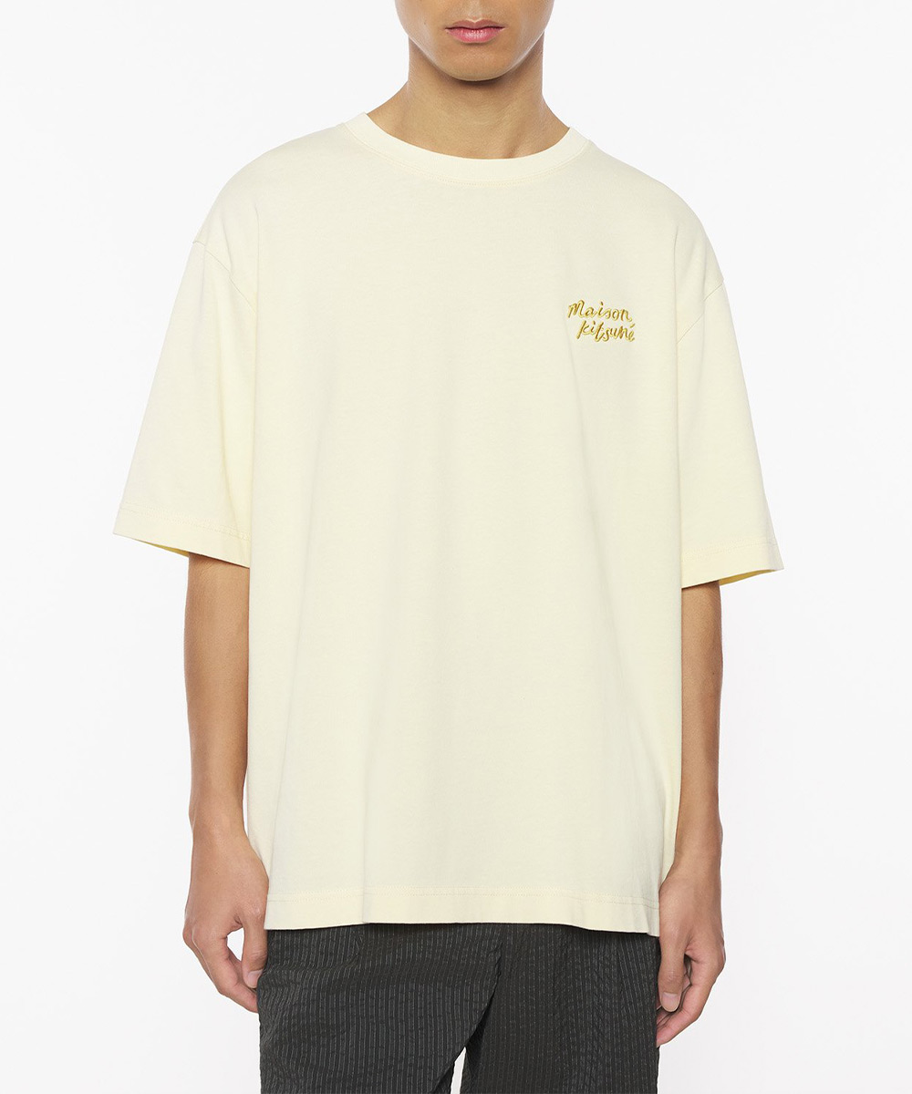 MAISON KITSUNÉ 雪花石膏白手繪LOGO寬鬆短TEE_中性/男/ L