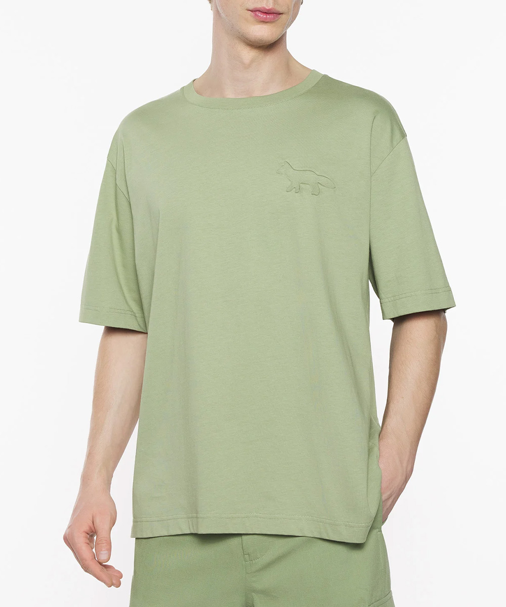 MAISON KITSUNÉ 草地綠暗影狐狸LOGO寬鬆短TEE_中性/男/ XL