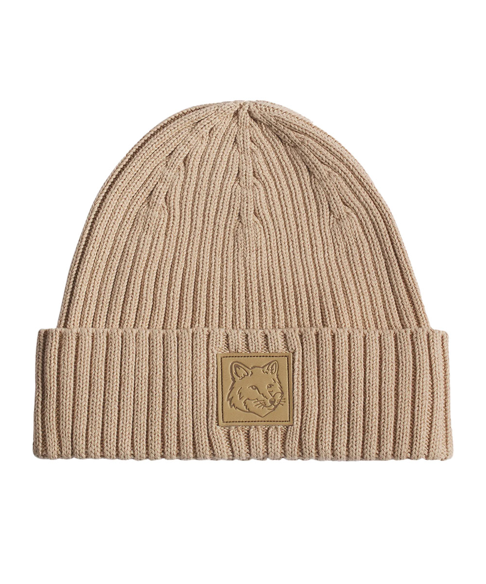MAISON KITSUNÉ 麂皮色變化狐狸頭皮標毛帽