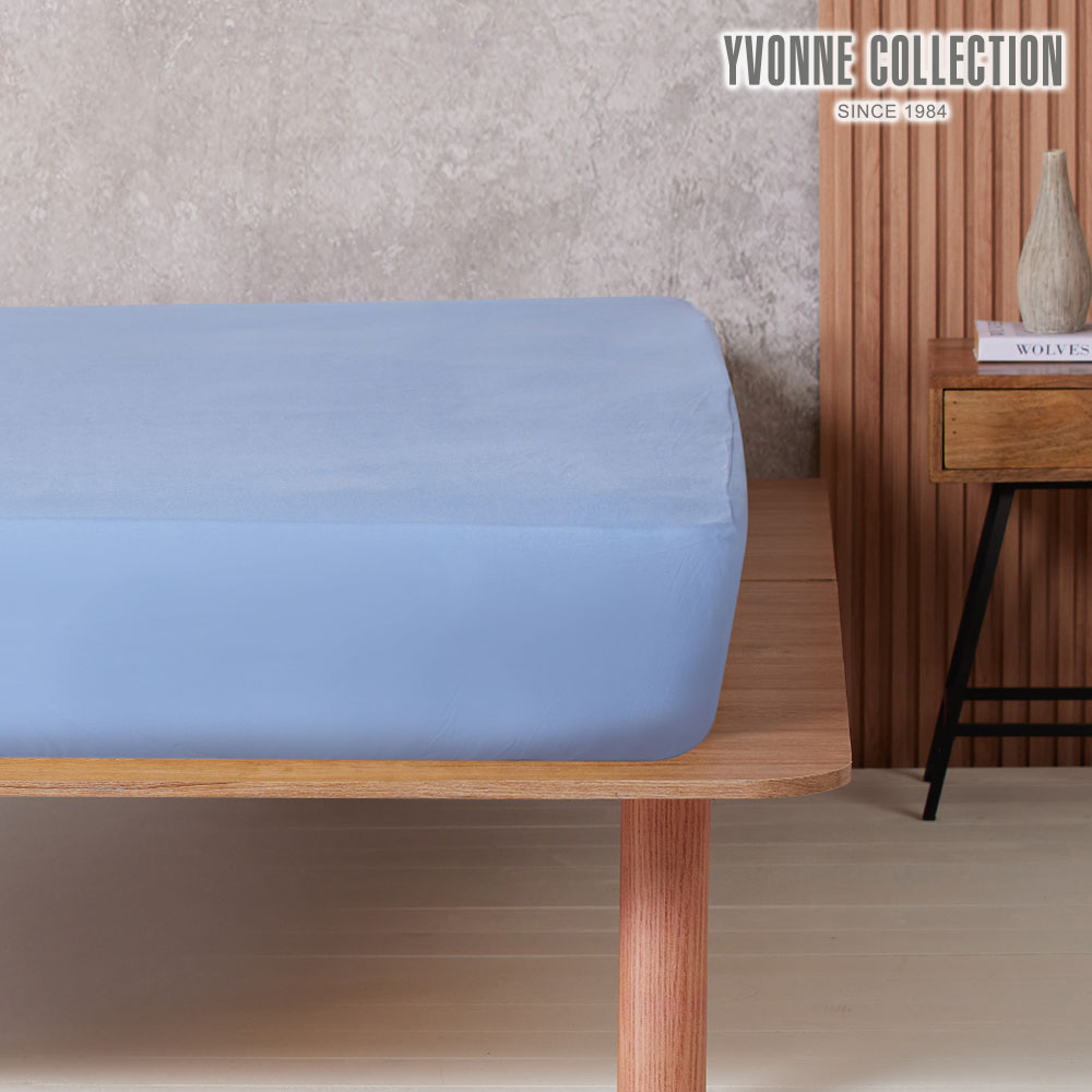 YVONNE COLLECTION純棉素面雙人床包-海島藍