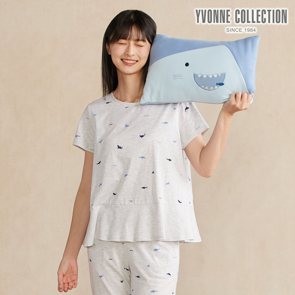 YVONNE COLLECTION鯊魚方形抱枕(30x45公分)-海島藍